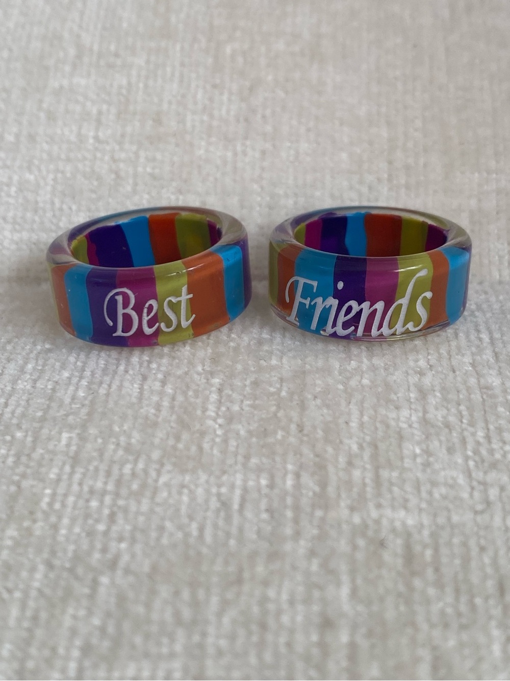 Best Friends Stripe Resin Rings - Set of 2 size 5.5